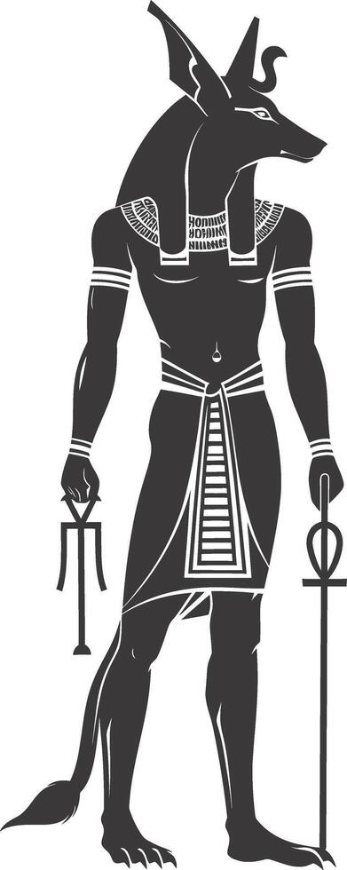 silhuett anubis de egypten mytisk varelse svart Färg endast vektor