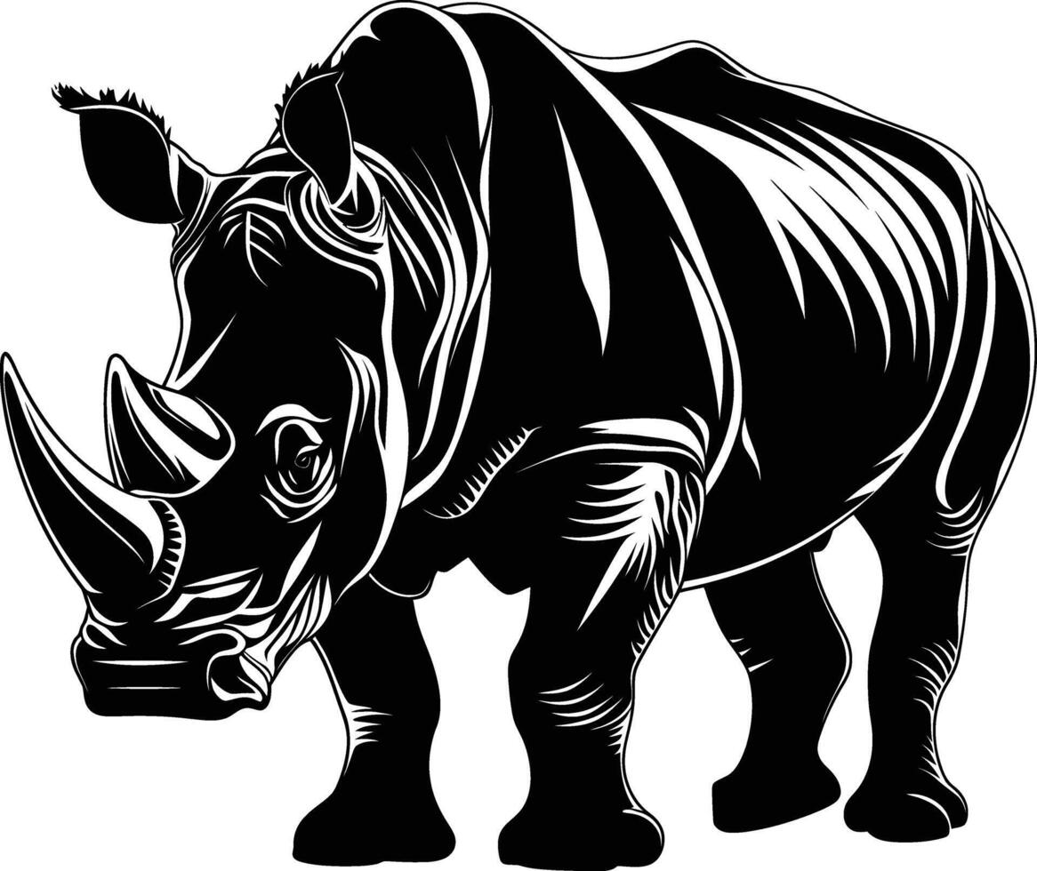ai genererad silhuett noshörning djur- svart Färg endast full kropp vektor