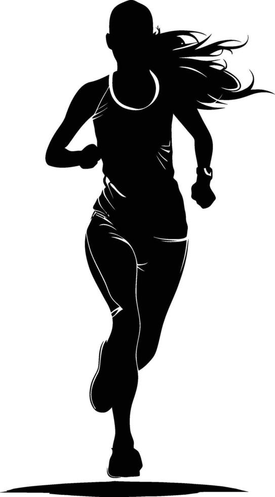 ai genererad silhuett kvinna löpning för sport svart Färg endast vektor
