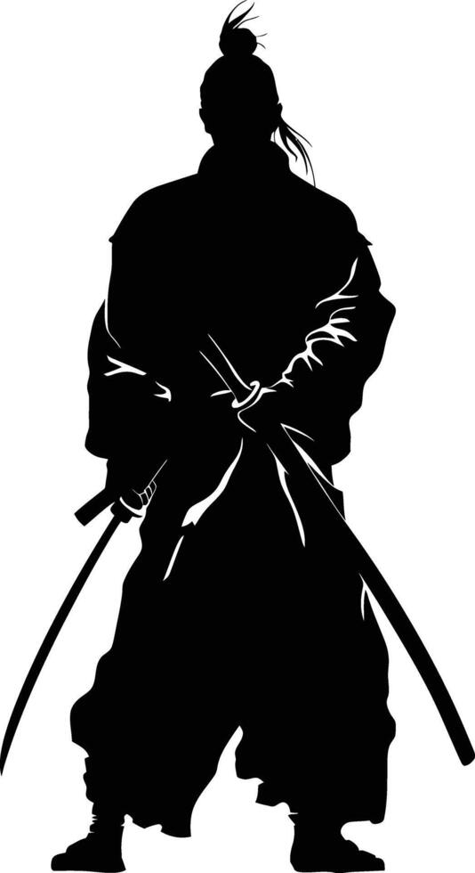 ai generiert Silhouette Samurai schwarz Farbe nur voll Körper vektor