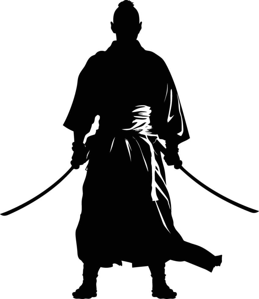 ai generiert Silhouette Samurai schwarz Farbe nur voll Körper vektor
