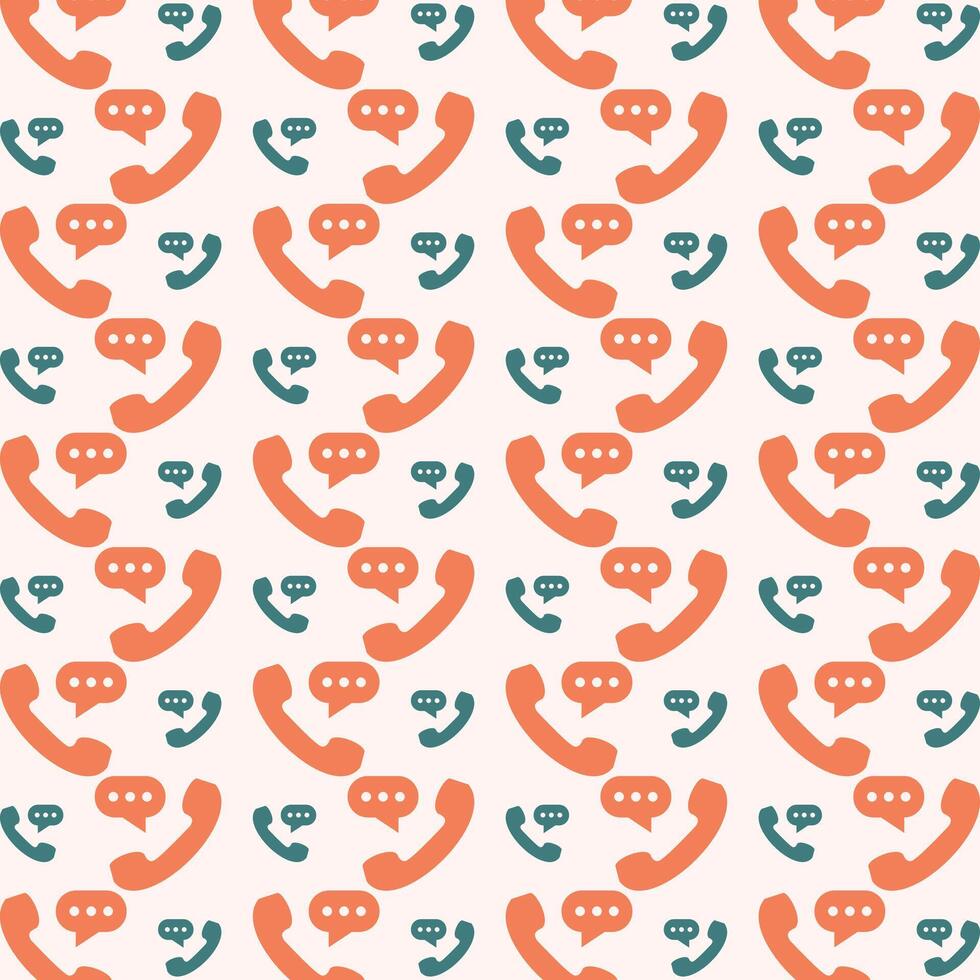 Telefon mit Blase Symbol modisch Orange wiederholen Muster süß bunt Vektor Illustration Hintergrund