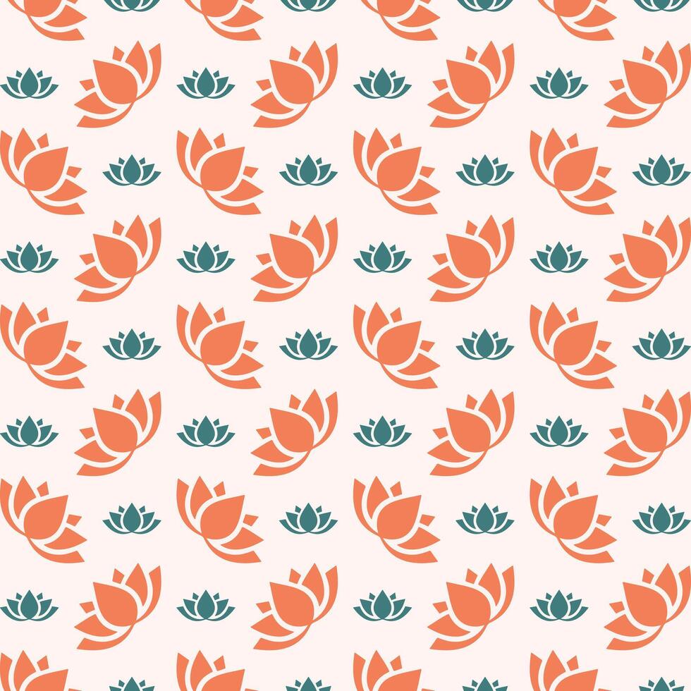 lotus blommar ikon trendig orange upprepa mönster söt färgrik vektor illustration bakgrund