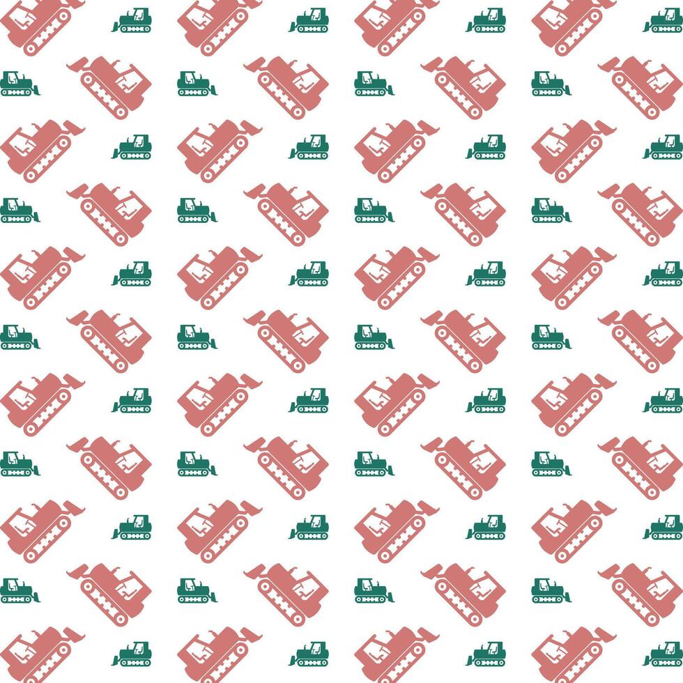 bulldozer trendig upprepa mönster grön brun vektor illustration bakgrund