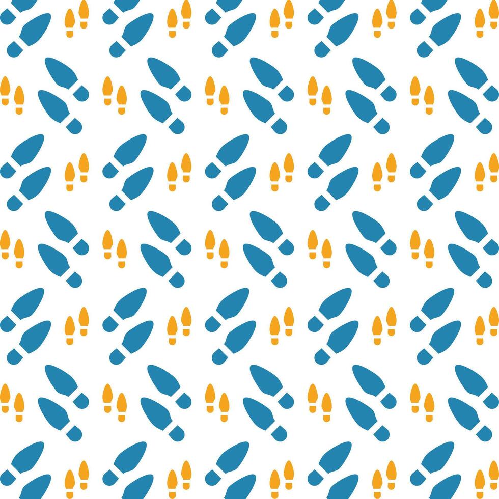 fotavtryck ikon trendig upprepa mönster blå gul skön vektor illustration bakgrund