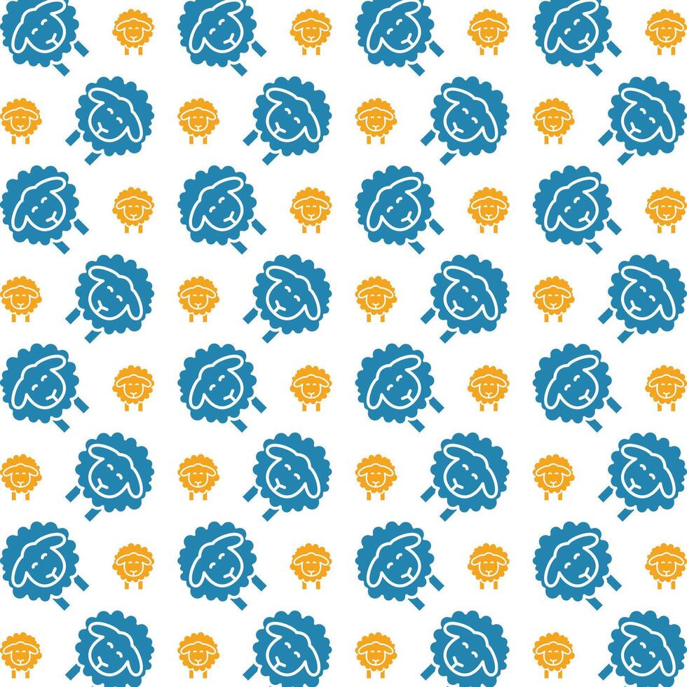 Lamm Symbol modisch wiederholen Muster Blau Gelb schön Vektor Illustration Hintergrund