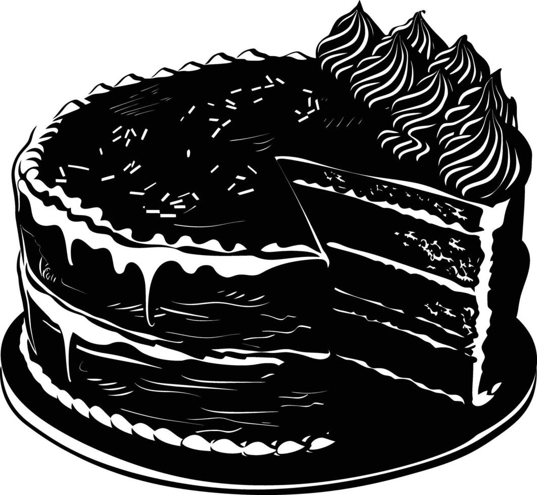 ai generiert Silhouette Geburtstag Kuchen schwarz Farbe nur vektor