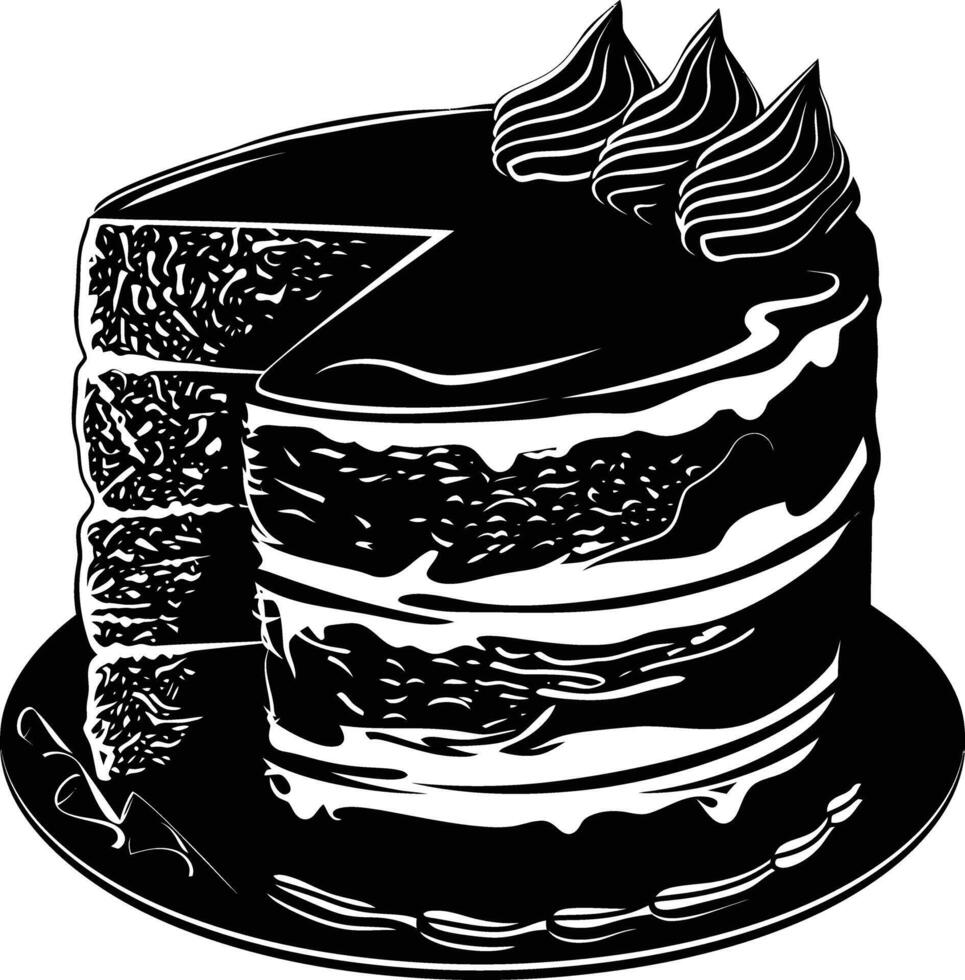 ai generiert Silhouette Geburtstag Kuchen schwarz Farbe nur vektor