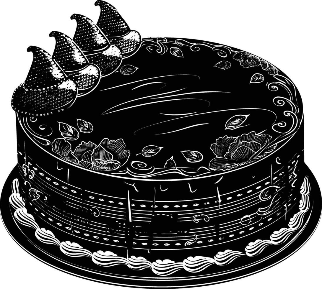 ai generiert Silhouette Geburtstag Kuchen schwarz Farbe nur vektor