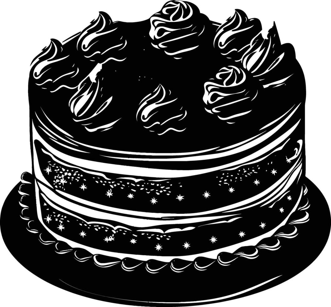 ai generiert Silhouette Geburtstag Kuchen schwarz Farbe nur vektor