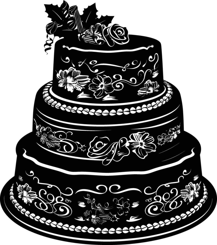 ai generiert Silhouette Geburtstag Kuchen schwarz Farbe nur vektor