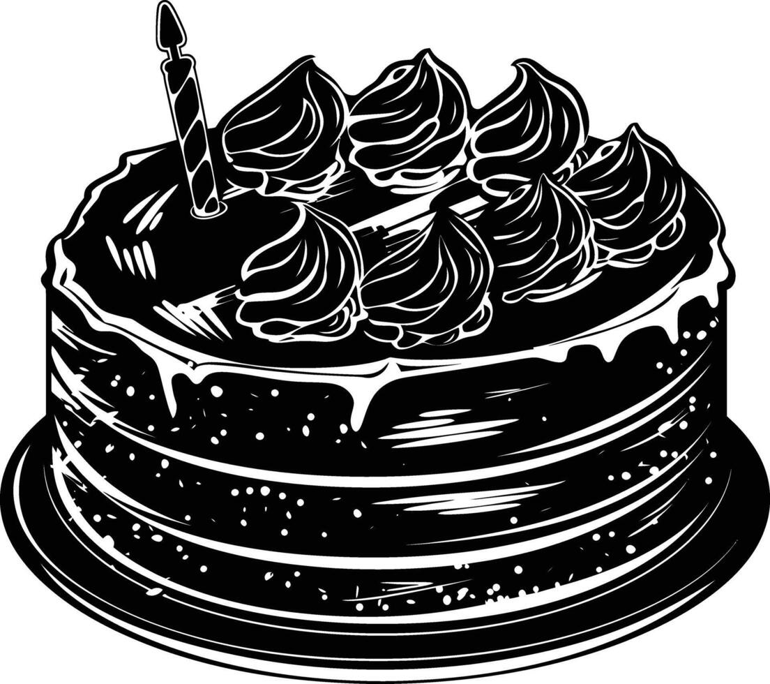 ai generiert Silhouette Geburtstag Kuchen schwarz Farbe nur vektor