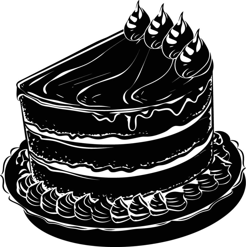 ai generiert Silhouette Geburtstag Kuchen schwarz Farbe nur vektor