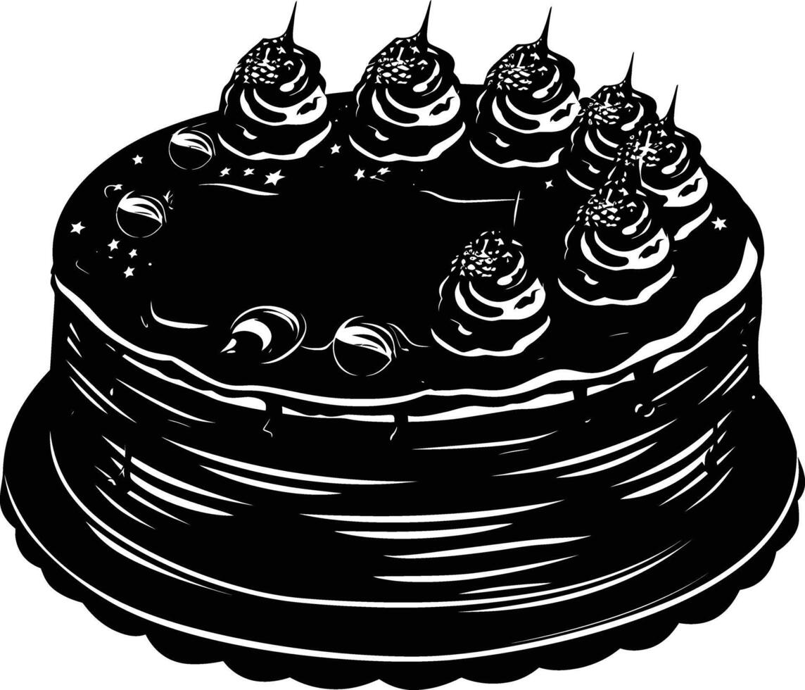 ai generiert Silhouette Geburtstag Kuchen schwarz Farbe nur vektor