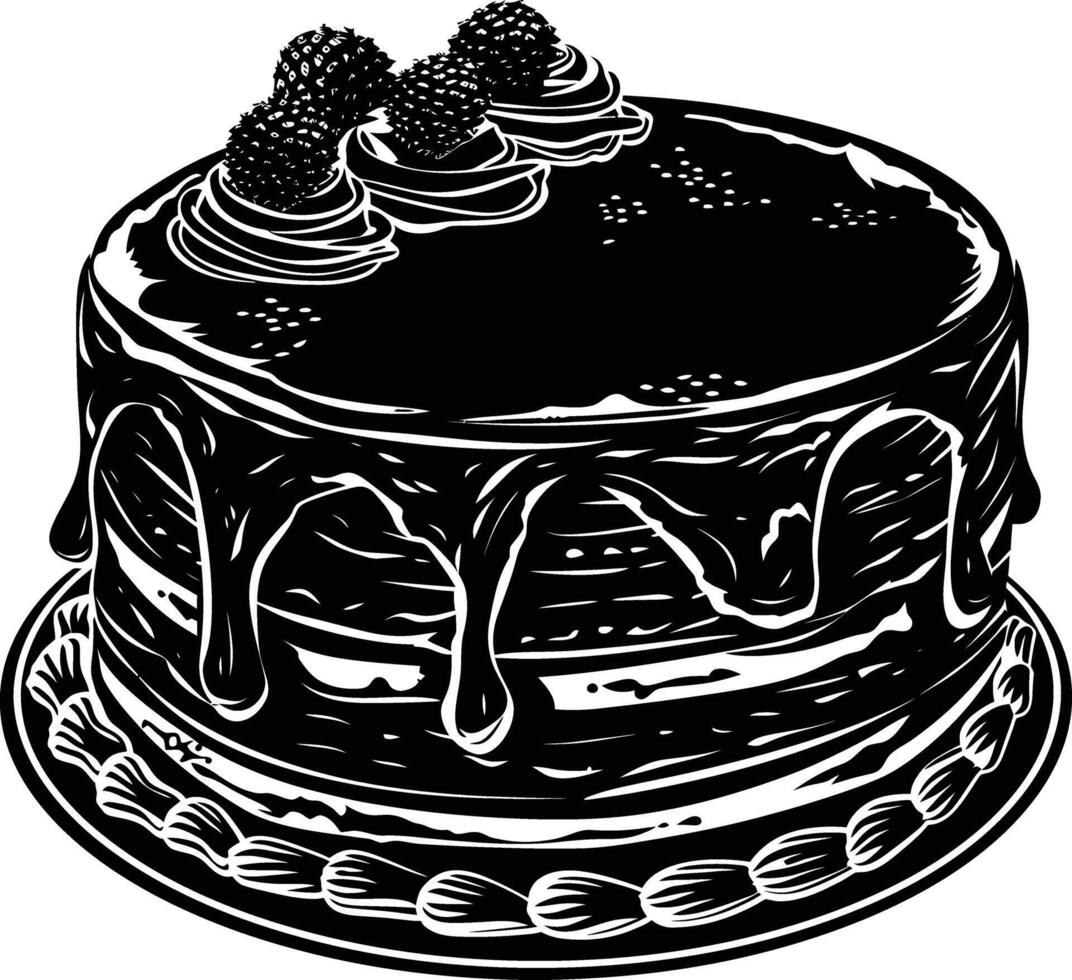 ai generiert Silhouette Geburtstag Kuchen schwarz Farbe nur vektor