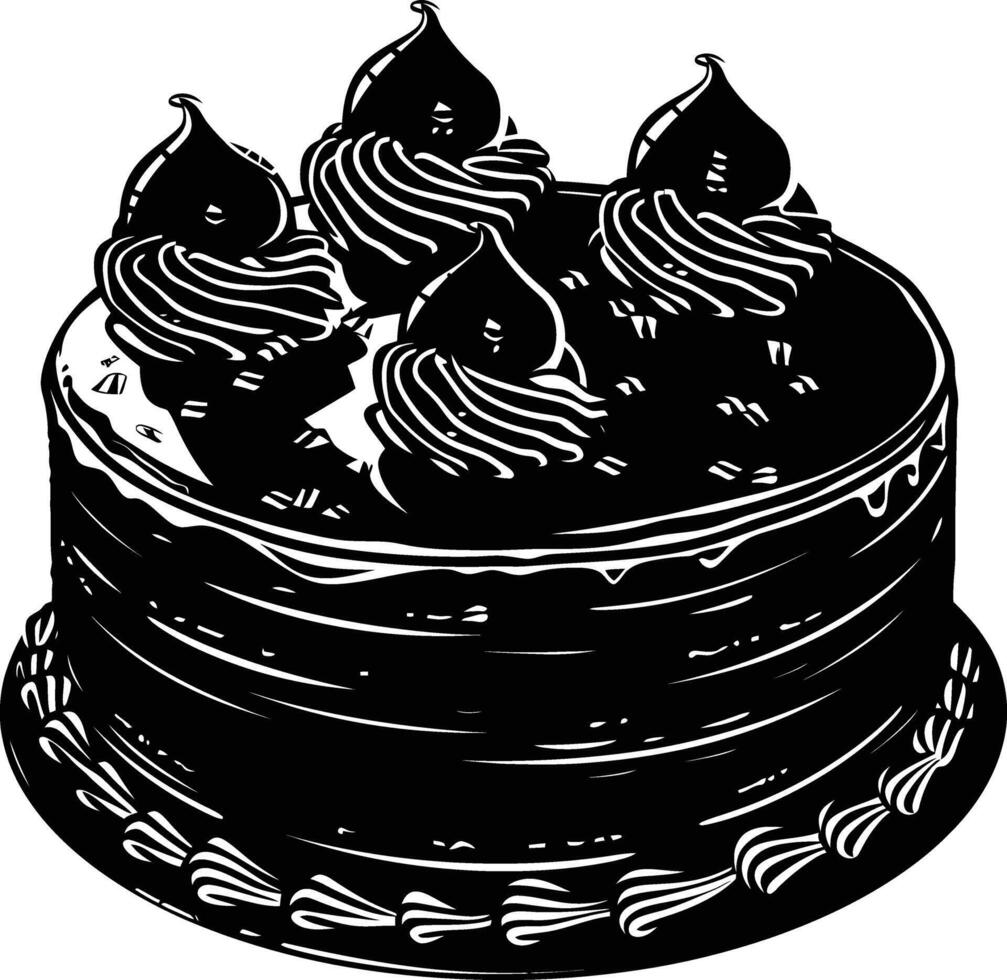 ai generiert Silhouette Geburtstag Kuchen schwarz Farbe nur vektor