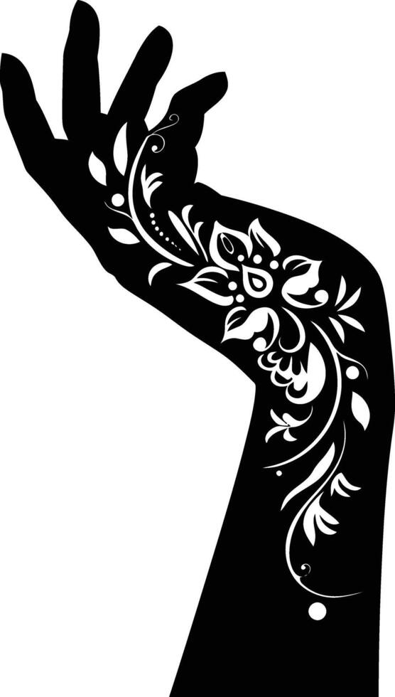 ai generiert Silhouette Handgelenk mit Henna tätowieren Mandala tätowieren schwarz Farbe nur vektor