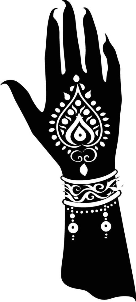 ai generiert Silhouette Handgelenk mit Henna tätowieren Mandala tätowieren schwarz Farbe nur vektor