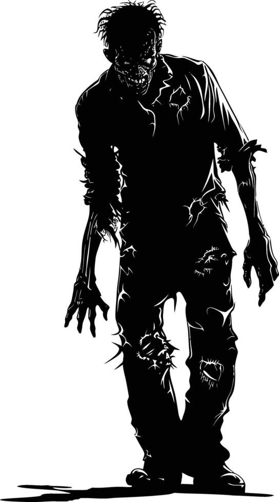 ai genererad silhuett zombie svart Färg endast full kropp vektor