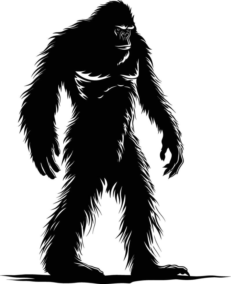 ai generiert Silhouette Yeti das mythisch Kreatur uralt Tier schwarz Farbe nur vektor