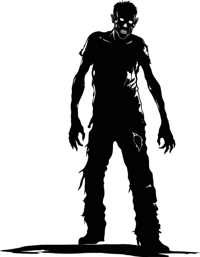 ai genererad silhuett zombie svart Färg endast full kropp vektor