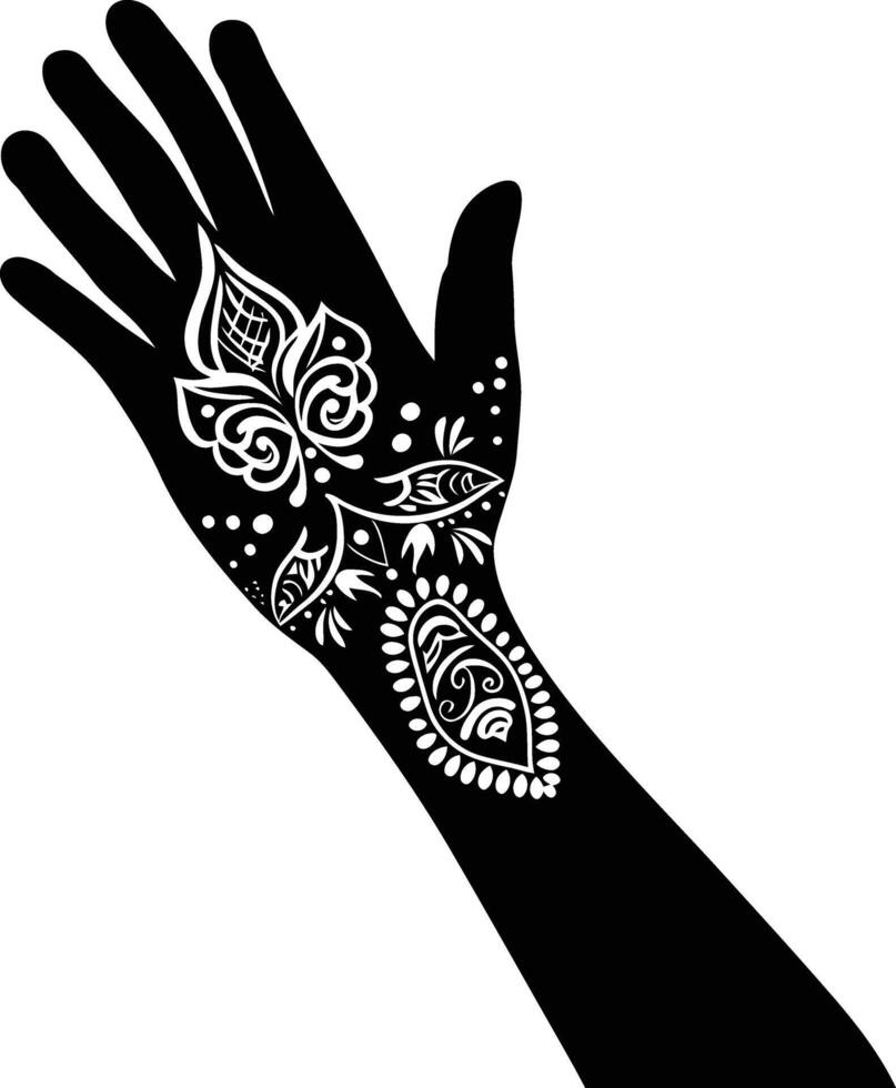 ai genererad silhuett handled med henna tatuering mandala tatuering svart Färg endast vektor