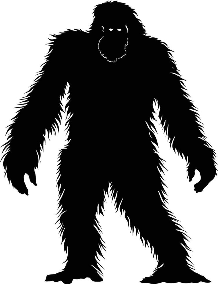 ai generiert Silhouette Yeti das mythisch Kreatur uralt Tier schwarz Farbe nur vektor