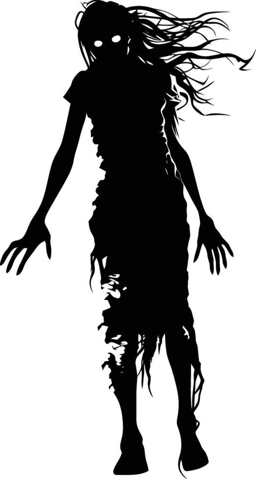 ai generiert Silhouette Zombie Frauen schwarz Farbe nur voll Körper vektor