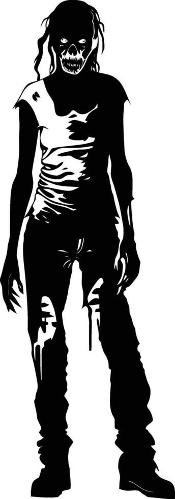 ai genererad silhuett zombie kvinnor svart Färg endast full kropp vektor