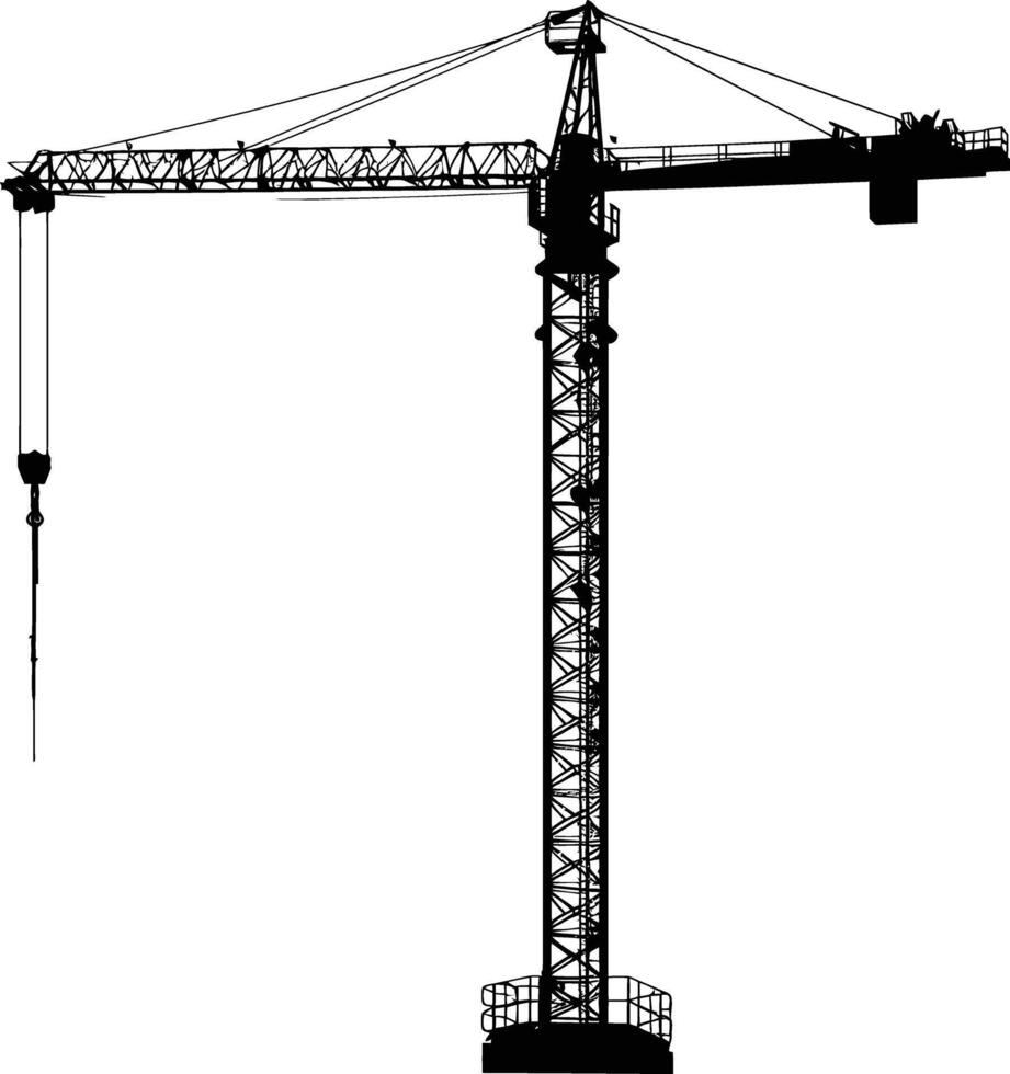 ai genererad silhuett järnväg monterad torn kran industriell tung Utrustning svart Färg endast vektor