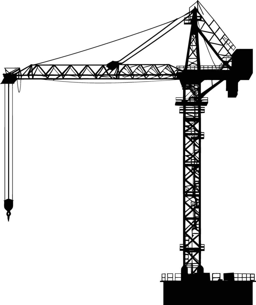 ai genererad silhuett järnväg monterad torn kran industriell tung Utrustning svart Färg endast vektor