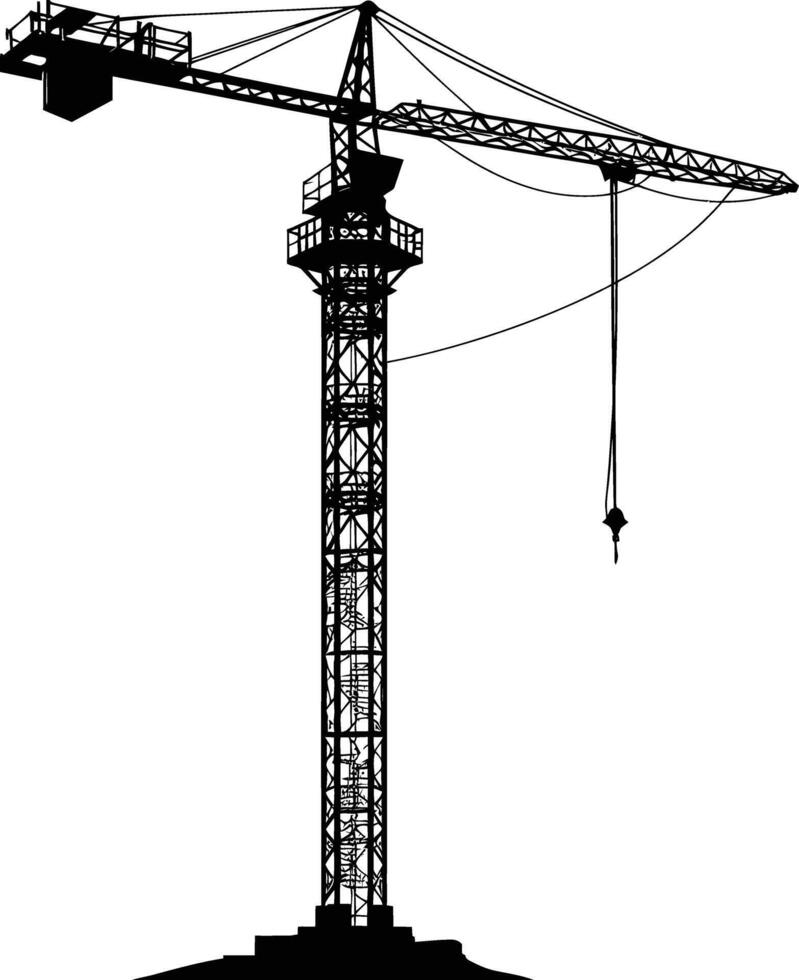 ai generiert Silhouette Schiene montiert Turm Kran industriell schwer Ausrüstung schwarz Farbe nur vektor