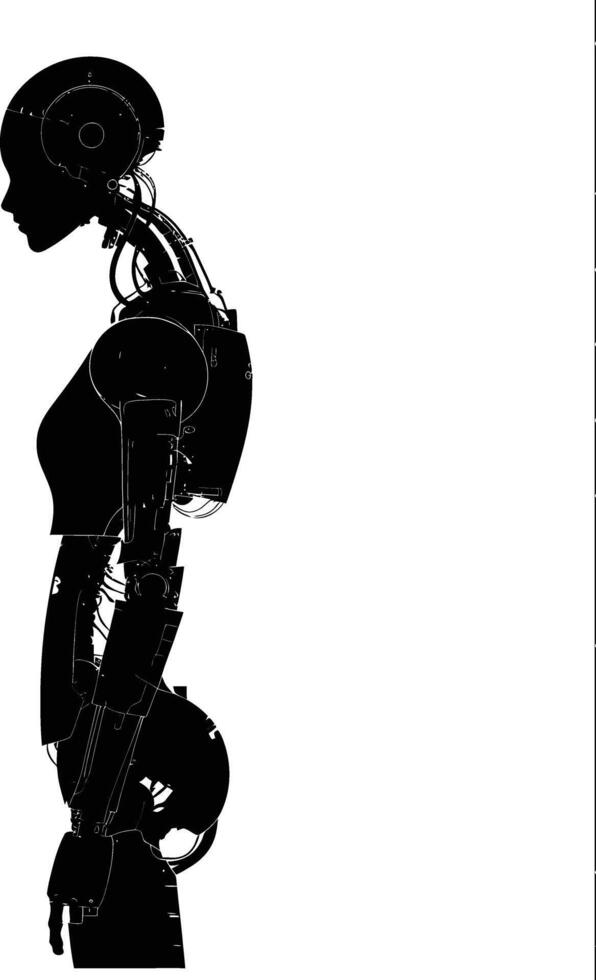 ai generiert Silhouette Roboter Charakter schwarz Farbe nur voll Körper vektor