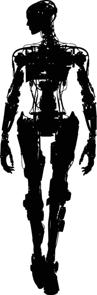 ai generiert Silhouette Roboter Charakter schwarz Farbe nur voll Körper vektor