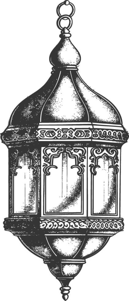 ai generiert Arabisch Laterne Illustration mit Gravur Stil schwarz Farbe nur vektor