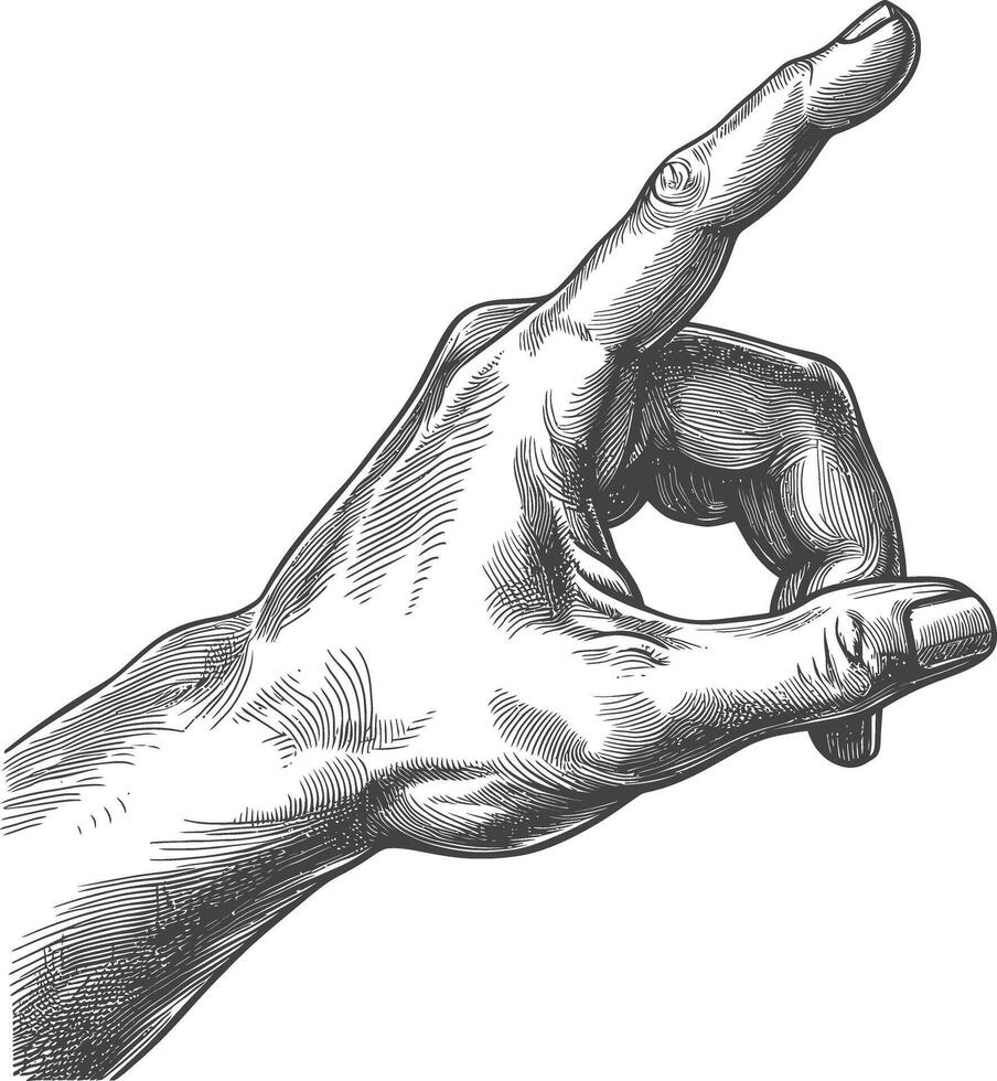 ai generiert Hand Geste im alt Gravur Stil zum Zeichnung Referenz vektor
