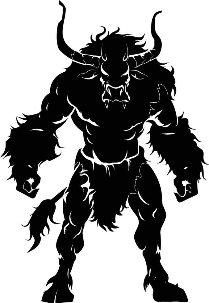 ai generiert Silhouette Minotaur das mythisch Kreatur schwarz Farbe nur vektor