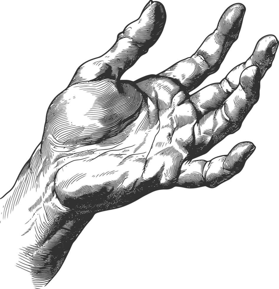 ai genererad hand gest i gammal gravyr stil för teckning referens svart Färg endast vektor