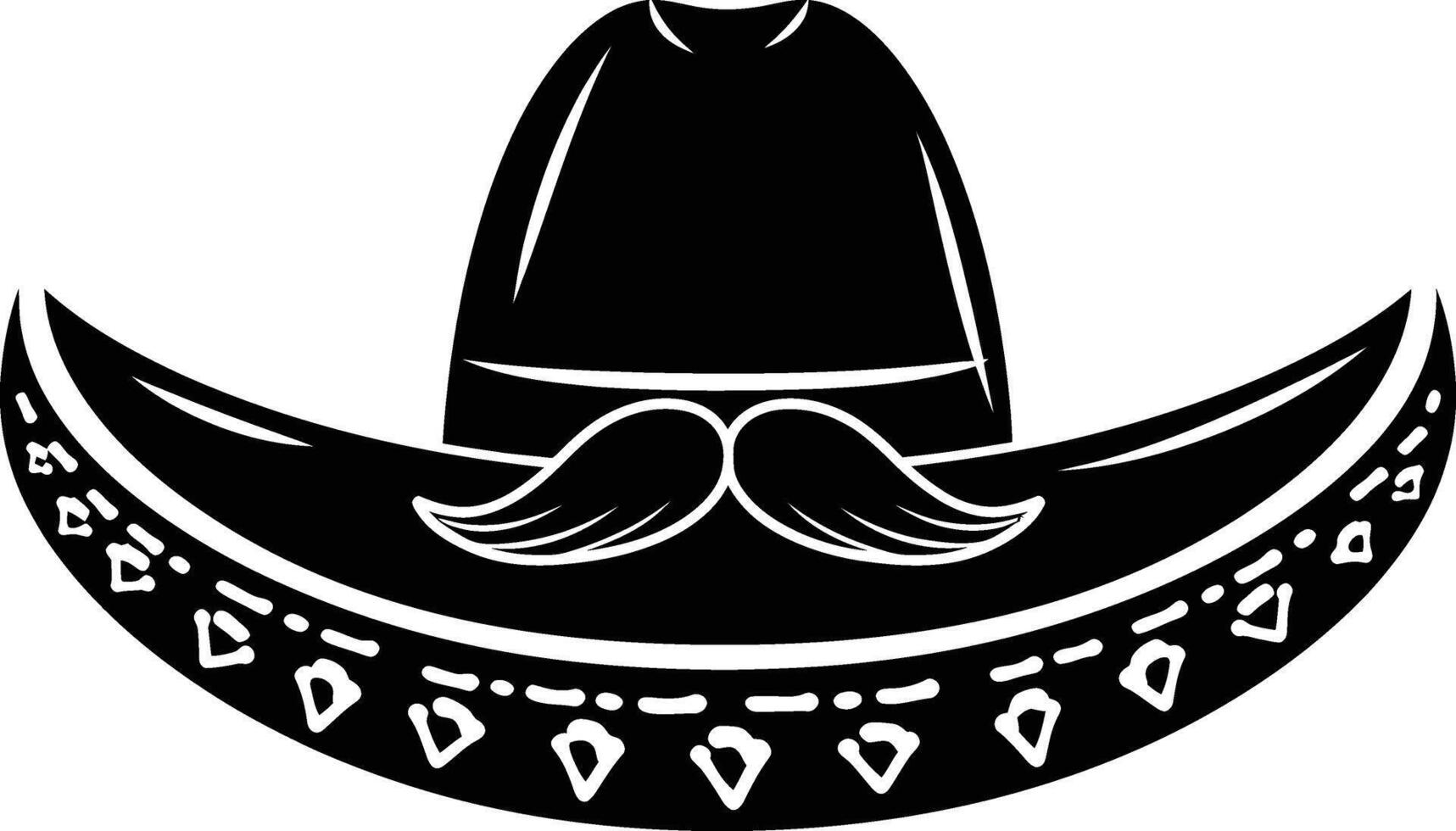 ai genererad silhuett mexikansk hatt sombrero med mustasch svart Färg endast vektor