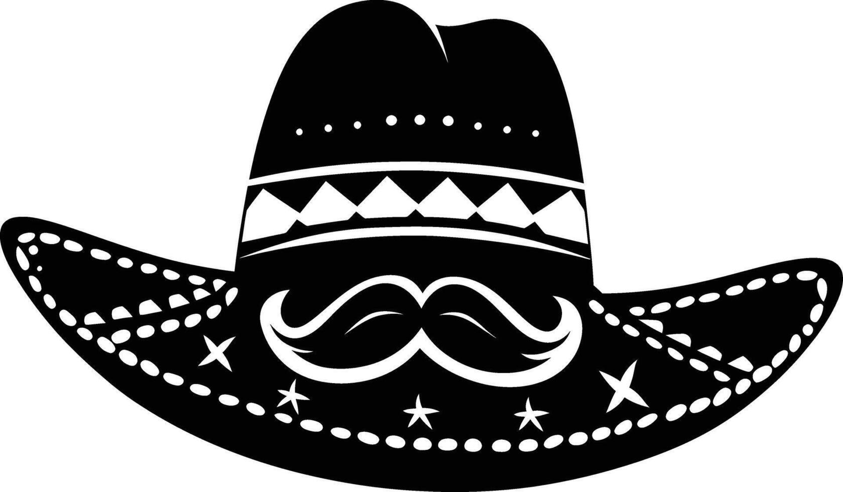 ai generiert Silhouette Mexikaner Hut Sombrero mit Schnurrbart schwarz Farbe nur vektor