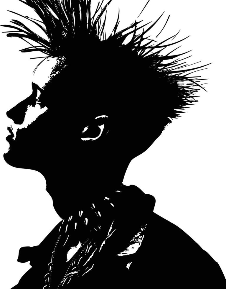 ai generiert Silhouette Punk Mann Kopf Haut Kopf schwarz Farbe nur voll Körper vektor