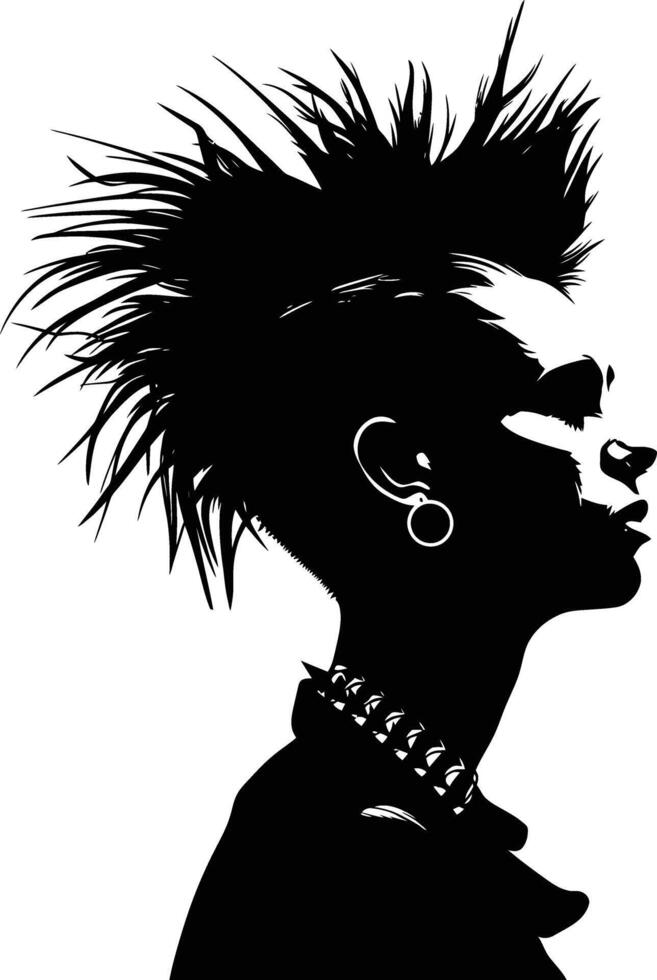 ai generiert Silhouette Punk Dame Frau Haut Kopf schwarz Farbe nur vektor