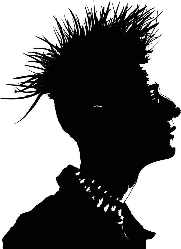 ai generiert Silhouette Punk Mann Kopf Haut Kopf schwarz Farbe nur voll Körper vektor