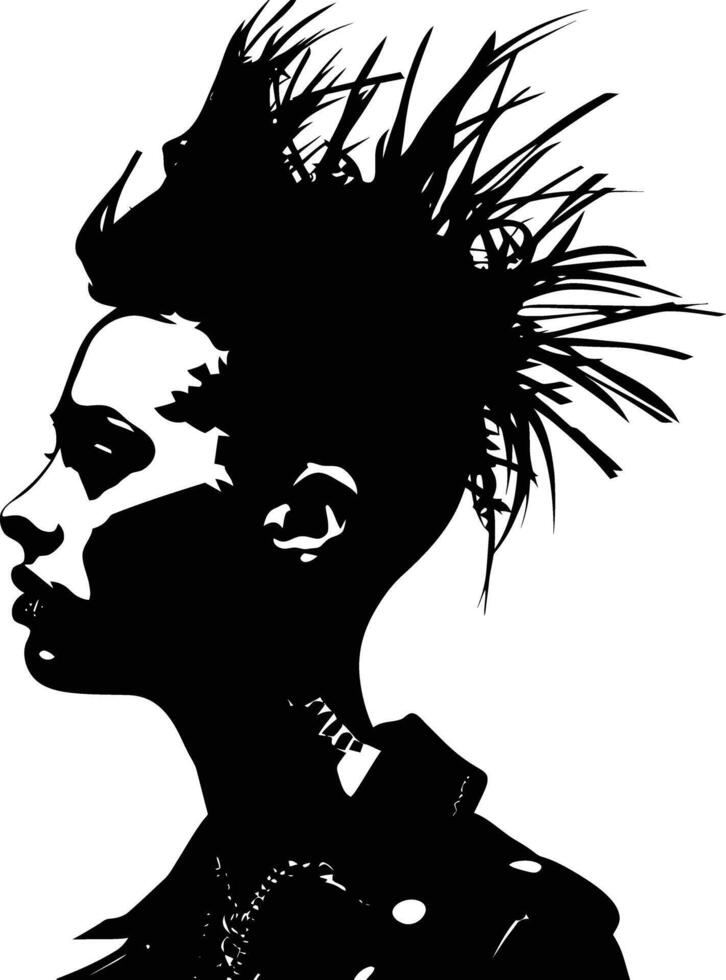 ai generiert Silhouette Punk Dame Frau Haut Kopf schwarz Farbe nur vektor