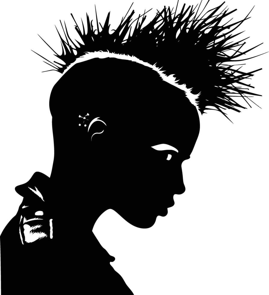 ai generiert Silhouette Punk Dame Frau Haut Kopf schwarz Farbe nur vektor