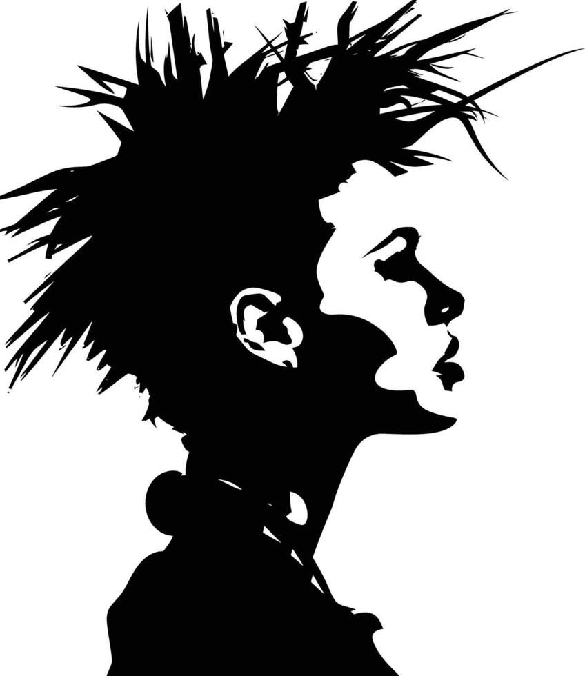 ai generiert Silhouette Punk Dame Frau Haut Kopf schwarz Farbe nur vektor