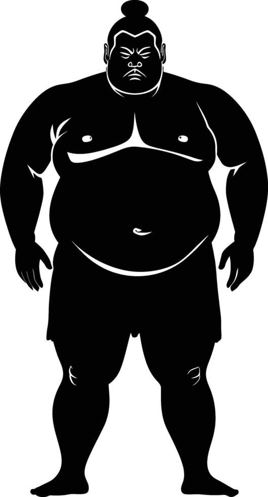 ai generiert Silhouette japanisch Sumo Athlet schwarz Farbe nur vektor