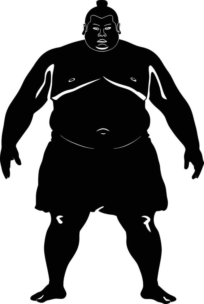 ai generiert Silhouette japanisch Sumo Athlet schwarz Farbe nur vektor