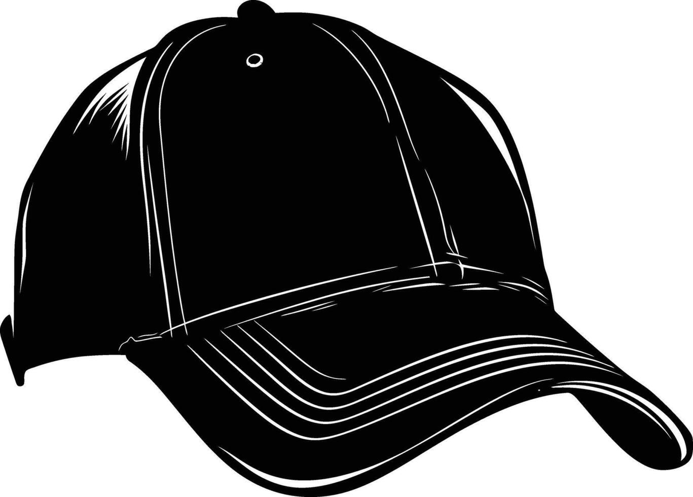 ai genererad silhuett baseboll hatt svart Färg endast vektor
