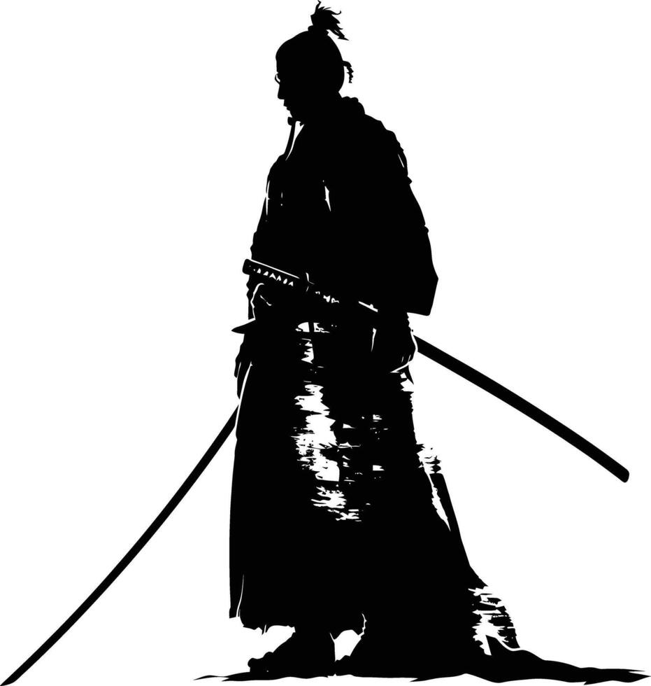 ai generiert Silhouette japanisch Shogun Krieger schwarz Farbe nur vektor